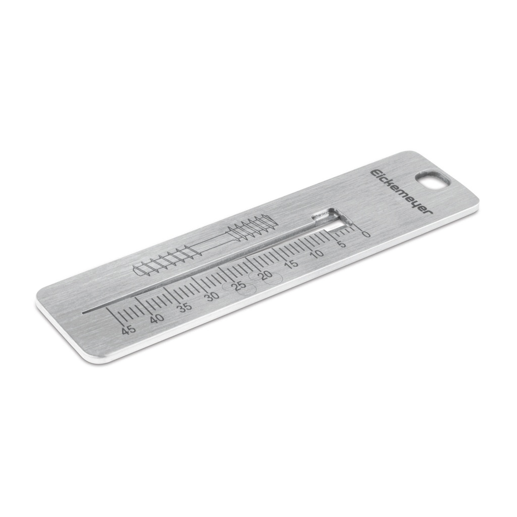 [180500] Plantilla de ranura en V paraalambres Kirschner Ø 0.6mm - Ø 2.5mm ytornillos 3mm - 45mm, acero inox.