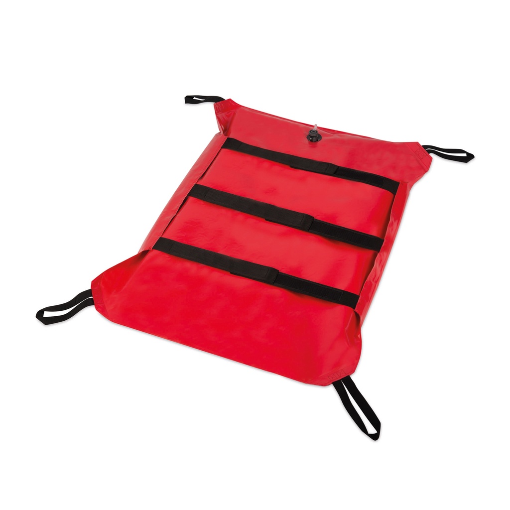 Camilla inflable 80 x 100 cm, en PVCen rojo y muy resistente, con 4 manillas