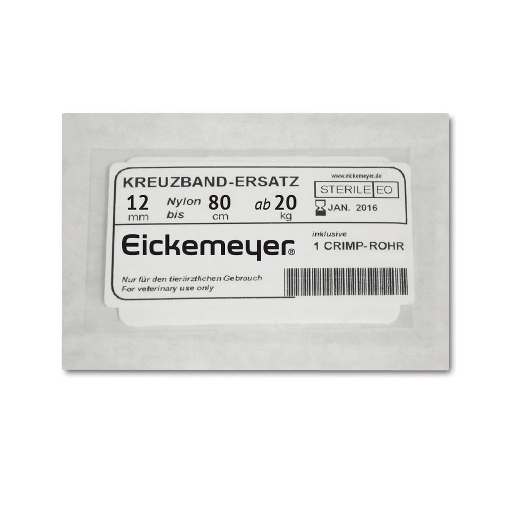 Set of 1 crimp tube 12 mm and Nylon 80 cm (20 kg and more), sterile