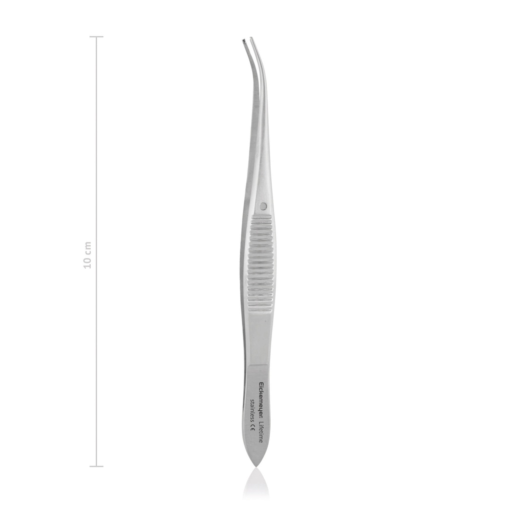 [170910] Pince à iris Gräfe, 10 cm, courbée, 1 x 2 dents