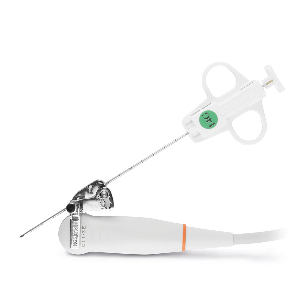 Adaptateur de l´aiguille de biopsie guidée par ultrasons p/ les transducteus micro-convexes p/ l´échographe Magic 8