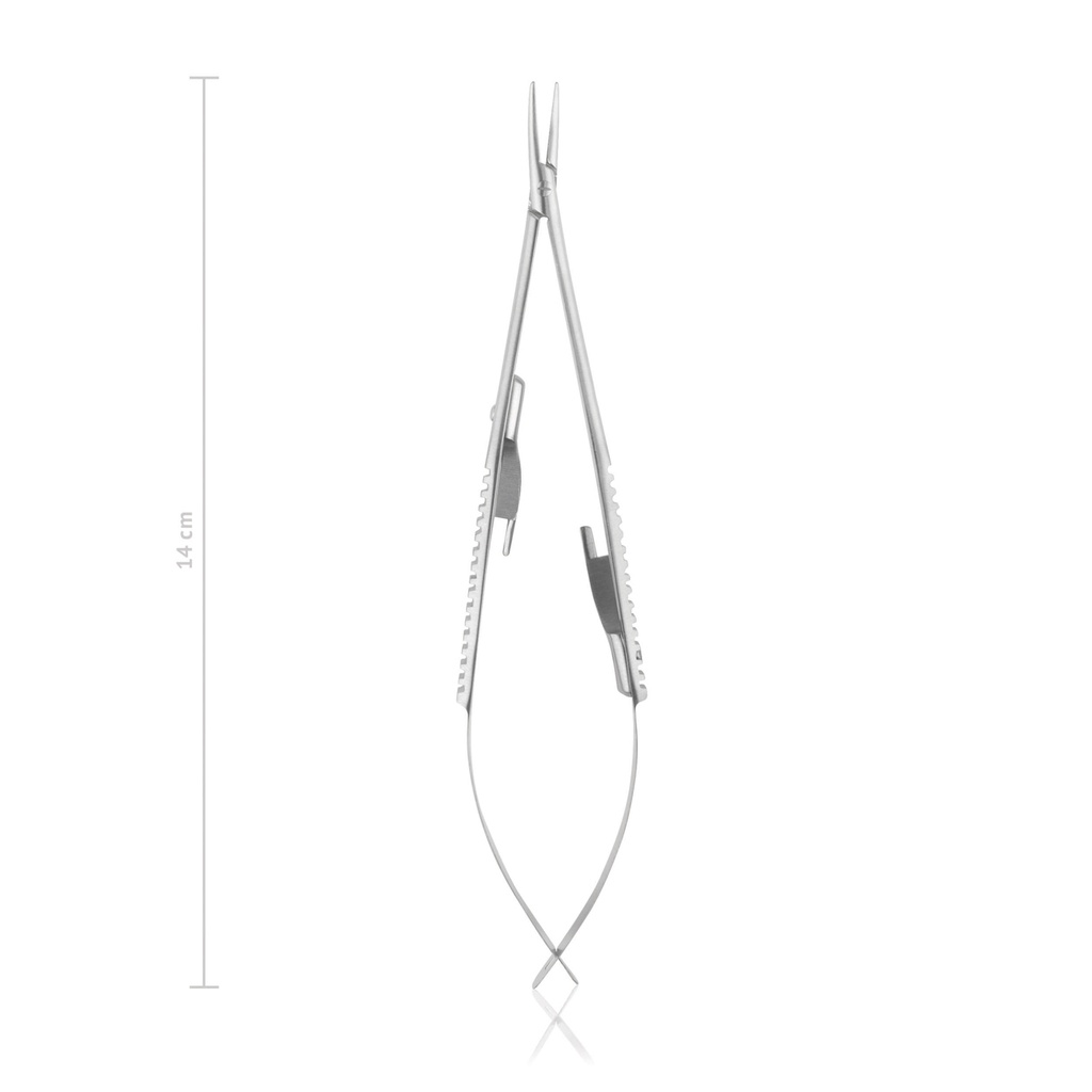 [172514] Porta aguja Castroviejo, 14 cm, curvadocon enclavamiento