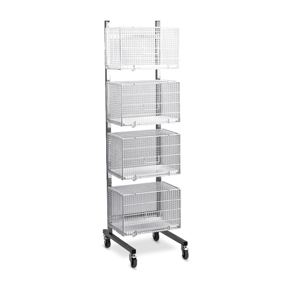 [643051] Soporte rodable de acero inoxidablepara las jaulas de gatos,Incluye 4 jaulas para gatos