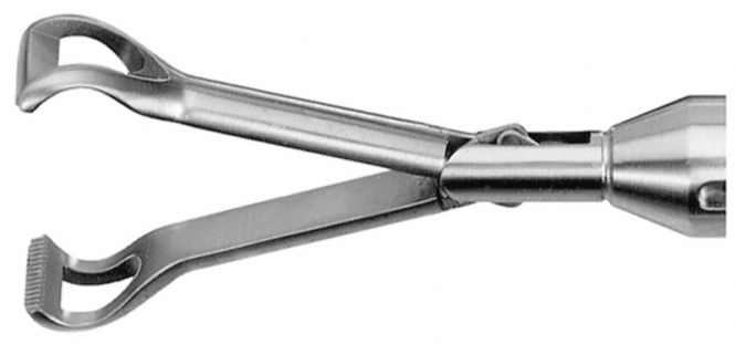 [30500018] Pinza para coger Babcock, giratoria,conexión para la coagulación uinpolar,Ø = 10 mm, L = 45 cm, mango PVC