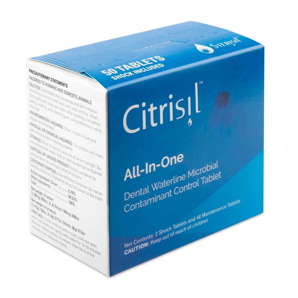Pastillas desinfectantes para Profident, 2 pastillas de choque (azules), dejar actuar durante la noche, luego vaciar completamente, 48 pastillas para agregar al llenar la botella