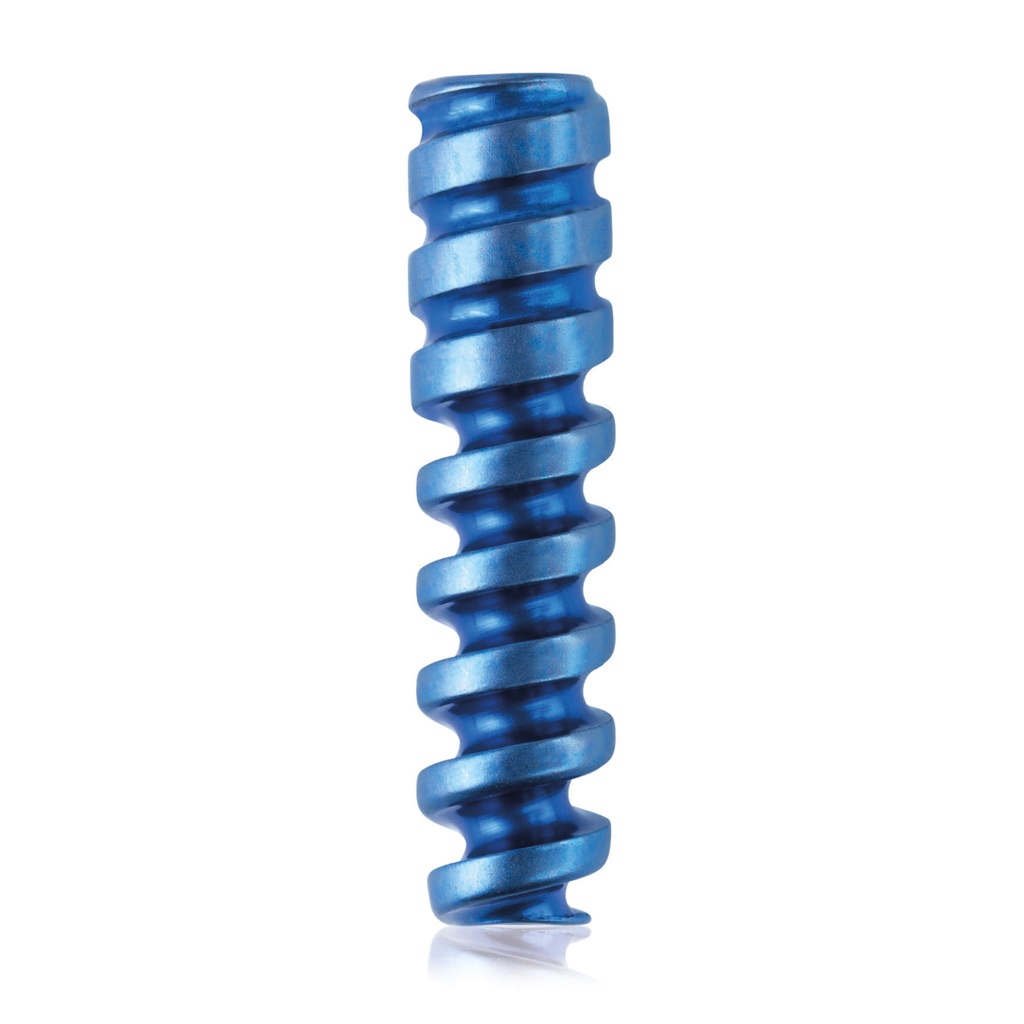 [191576] Tornillo interferencial de titanio Ø3,0x13 mm, canulado, canulación 1,1 mm, azul, HEX 2.0