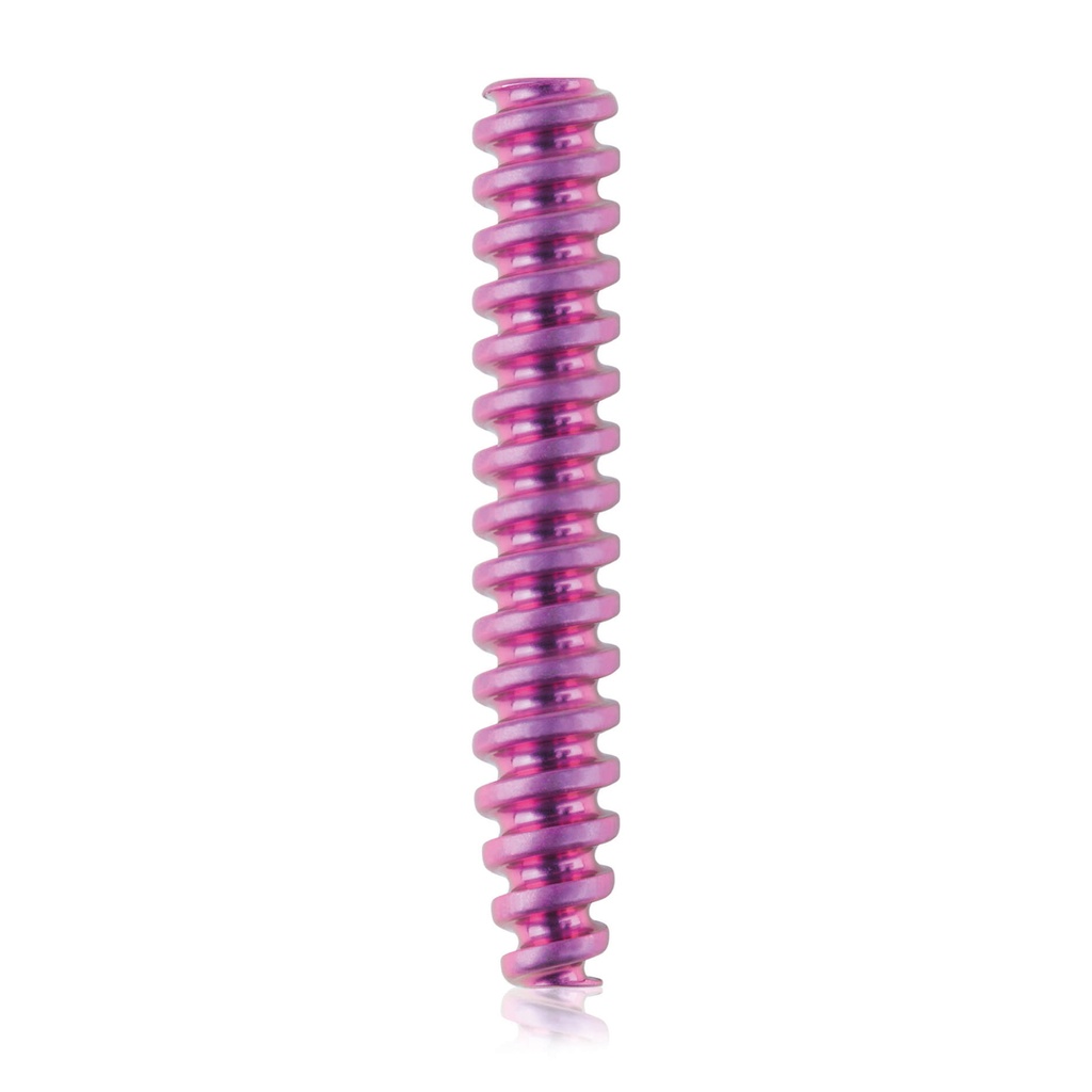 Vis d'interférence en titane Ø4.0x24mm, canulée, canulation 1.1mm, magenta, HEX 2.0