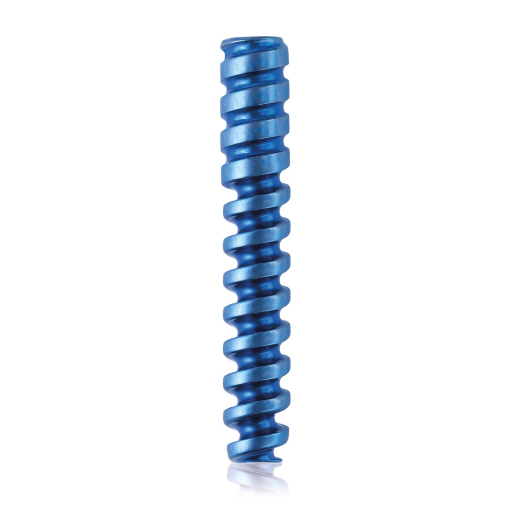 [191583] Vis d'interférence en titane, Ø3.0 x L19mm, canulée, Ø canulation 1.1mm, bleue, HEX 2.0