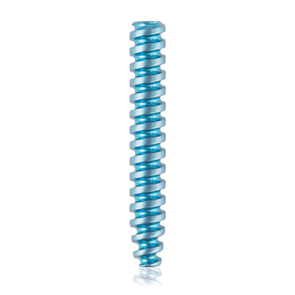 [191584] Tornillo interferencial de titanio, Ø3,5 x L24 mm, canulado, Ø canulación 1,1 mm, azul claro HEX 2.0
