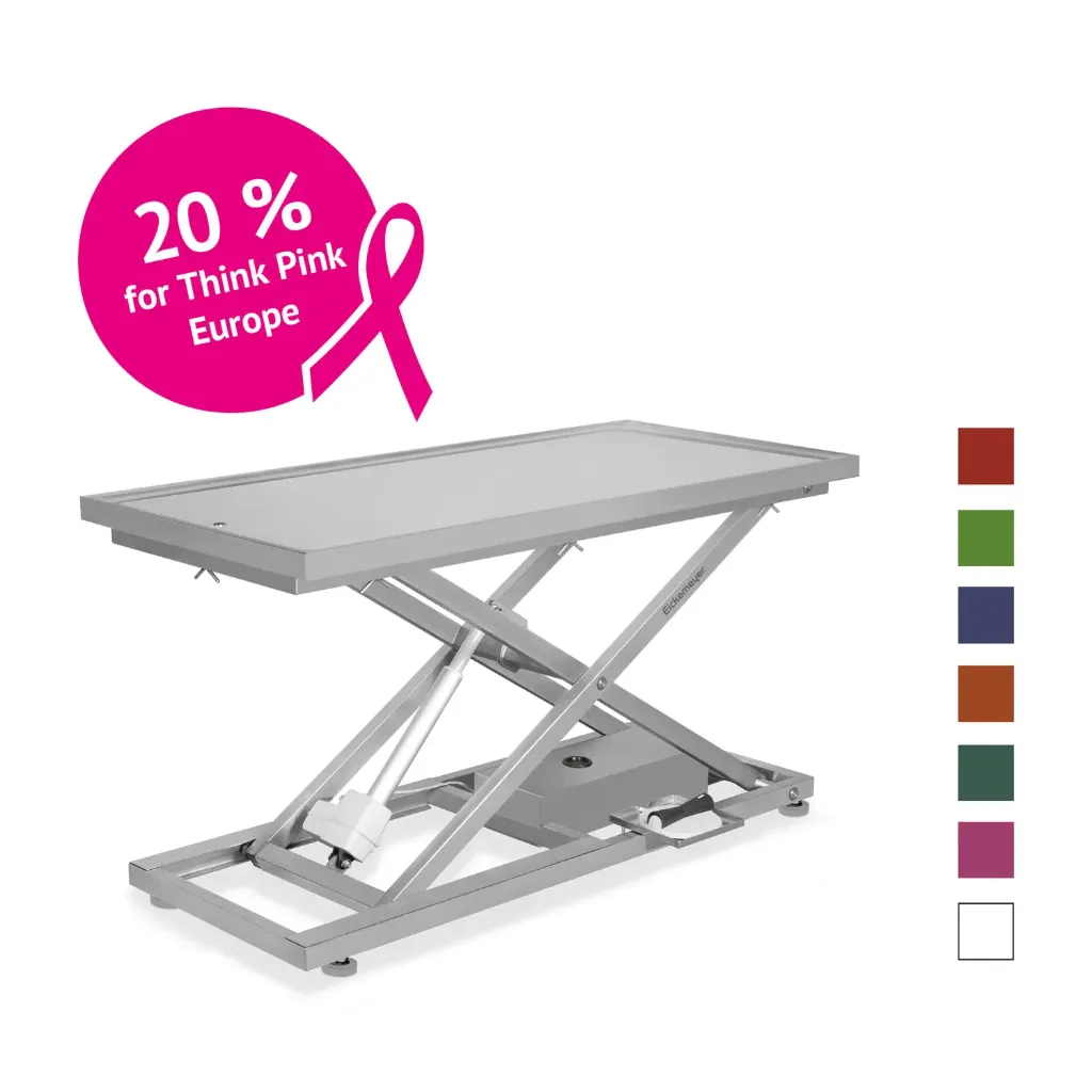 [6042000024] Table de chirurgie à ciseaux II,  modèle stationnaire, acier inoxydable, 60 x 130 cm (Acier inoxydable, sans option batterie pour table fixe, sans kit mobile avec batterie, sans option d'inclinaison électrique, sans balance, sans plateau dentaire)