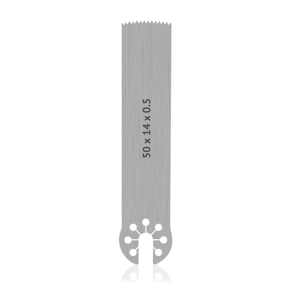 Hoja de sierra para OrthoVet PRO/OrthoVet PLUS con soporte AESCULAP ​​​​de acero inoxidable, dim.n mm (L 50 x W 14 x H 0,5)