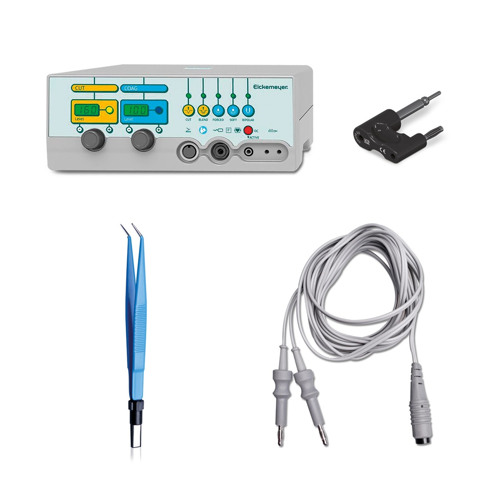 323135 Eicktron 160 W + 323105 Pinza bipolar + 323106 cable de conexión + 323139 adaptador de conexión