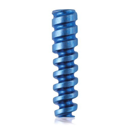[191576] Tornillo interferencial de titanio Ø3,0x13 mm, canulado, canulación 1,1 mm, azul, HEX 2.0