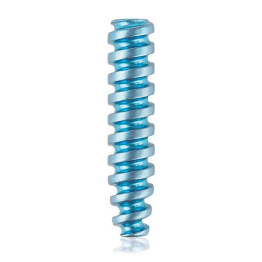 [191578] Tornillo interferencial de titanio Ø3,5x16mm, canulado, canulación 1,1mm, azul claro, HEX 2.0
