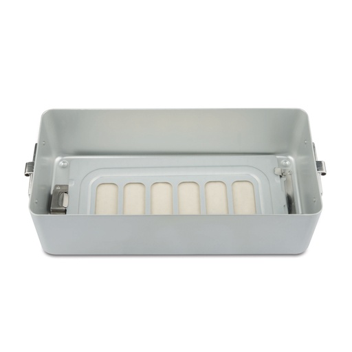 [500620] 9 cm high base part for small set container, perforated, 300 x 140 x 90 mm, grey