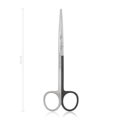 [118214L] Tijeras de disección Metzenbaum para zurdos, 14,5 cm, emousse, rectas