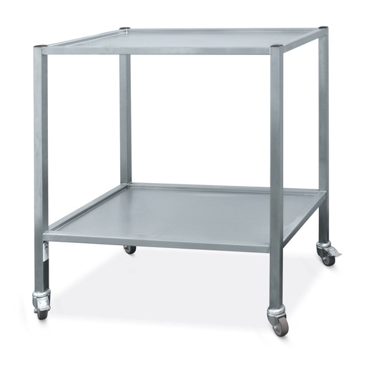 [625050] Mesa auxiliar, 650 x 450 x 800 con 2 encimeras fijas, 4 ruedas, 2 con freno