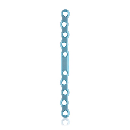 [187744] Placa ósea tipo S EickLoxx de 10 orificios, 108 x 8 x 3,2 mm, titanio, azul claro