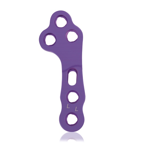 [187773] Placa de bloqueo EickLoxx TPLO L, izquierda, 3/3 orificios, 64 mm Ø2,7/3,5, magenta, titanio