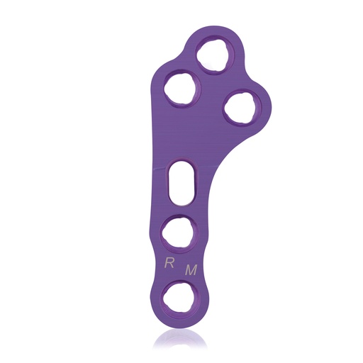 [187762] Placa de bloqueo EickLoxx TPLO M, derecha, 3/3 orificios, 46 mm Ø2,7/3,5, magenta, titanio