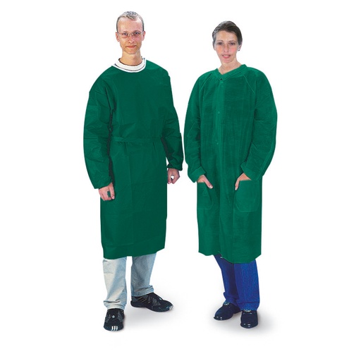 [940740] Casaque de chirurgie, vert, à fermeture au bras et à la ceinture, taille univer.