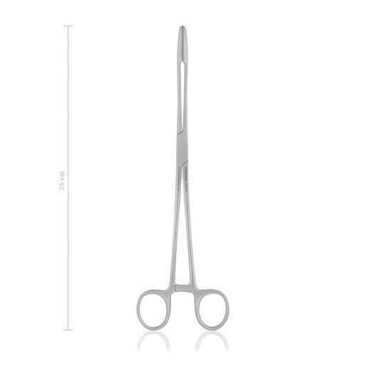 [137526] Pince à tampon et pansement Maier, 26 cm, courbée, avec écarteur