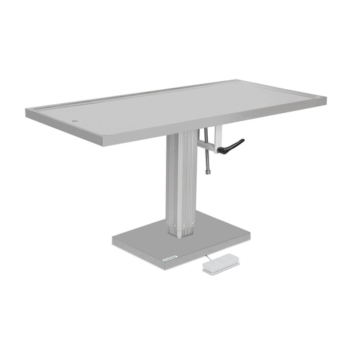 [601560] Mesa de operaciones y tratamiento, 60 x 130 cm, tablero CNS 18/8, con dispositivo de inclinación y pie elevador eléctrico