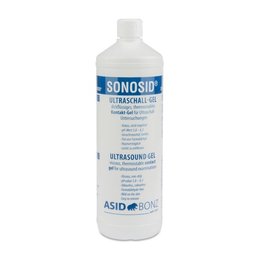 [303931] Gel ultrasónico, botella de 1 litro. ¡NO APTO PARA EXÁMENES OFTÁLMICOS!
