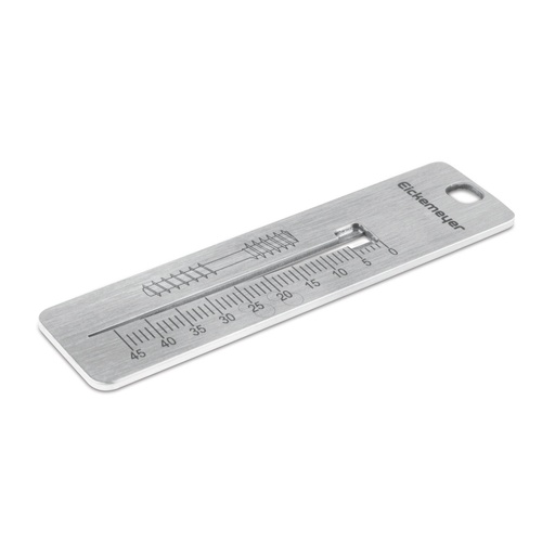 [180500] Plantilla de ranura en V paraalambres Kirschner Ø 0.6mm - Ø 2.5mm ytornillos 3mm - 45mm, acero inox.