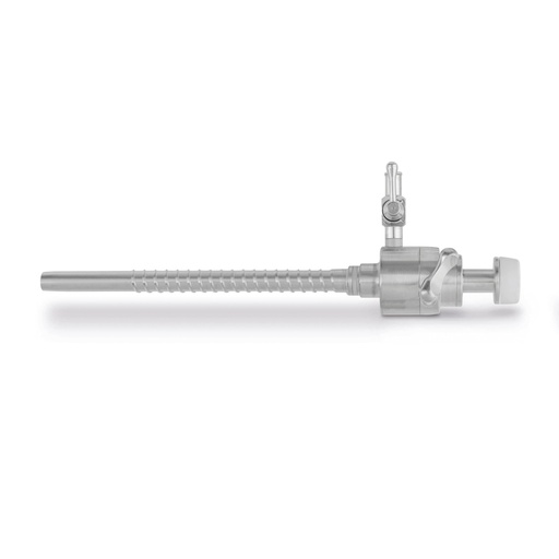 [30495000] Manchon de trocart, Ø intérieur = 5,5 mm, L = 9,5 cm, valve pliante automatique, robinet d'insufflation, filetage
