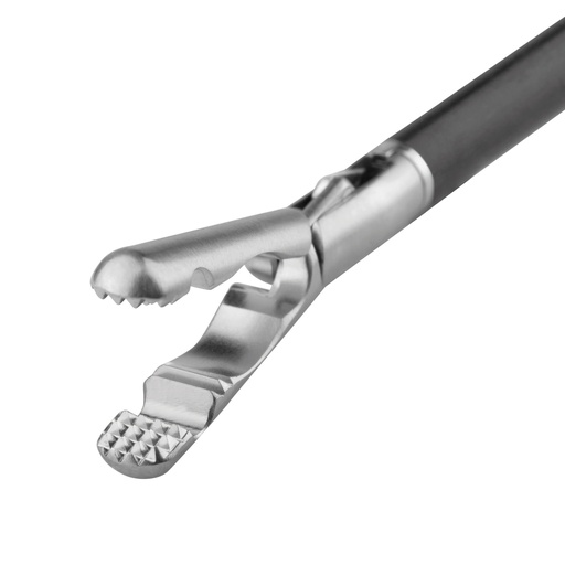 [30495016] Pince de préhension universelle, rotative, avec raccord pour coagulation unipolaire = 5 mm, L = 36 cm, manche en plastique, avec cliquet