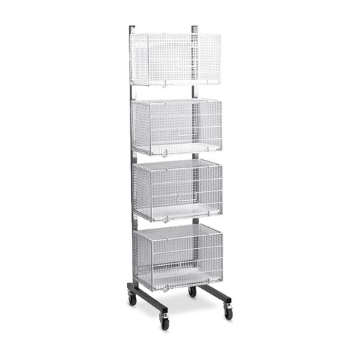 [643051] Support roulable en acier inoxydable pour les cages des chats, Il comprend 4 cages pour chats